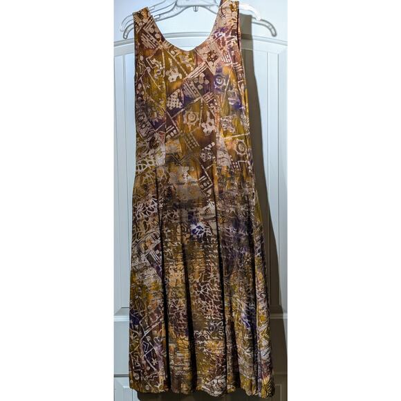 Hand Made In Indonesia 100% Rayon Sleeveless Tie Back Fall Color Dress Size S - Picture 1 of 10